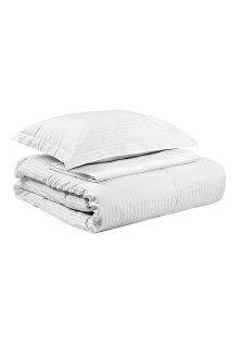 Beauty Home Παπλωματοθήκη ξενοδοχείου μονή Ribbon Art Ε1236 230TC Satin Stripe Percal Pennie 70%Cot-30%Pol 170x245 Λευκό