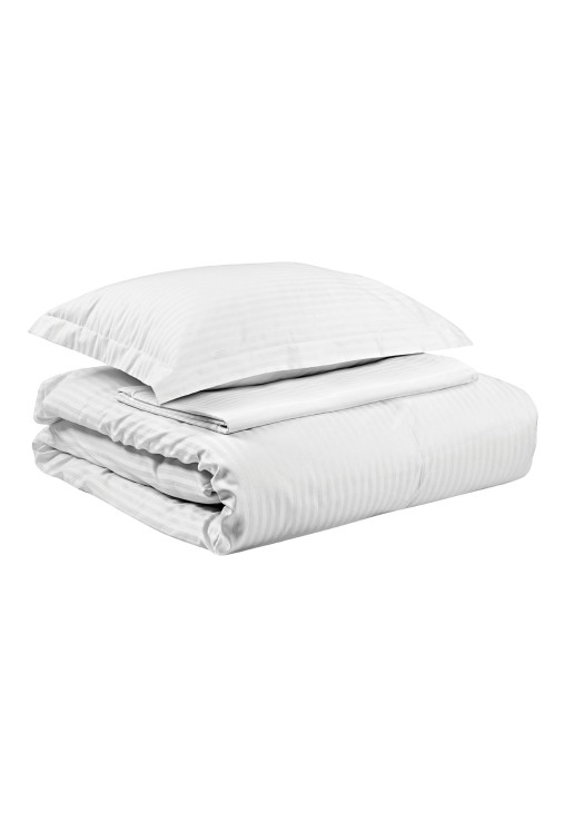 Beauty Home Παπλωματοθήκη ξενοδοχείου μονή Ribbon Art Ε1236 230TC Satin Stripe Percal Pennie 70%Cot-30%Pol 170x245 Λευκό