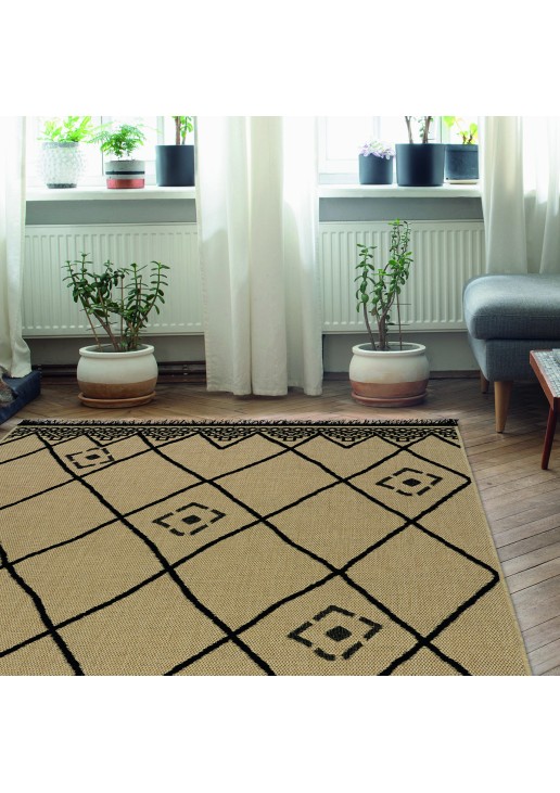 Beauty Home Χαλί ψάθα με κρόσια Sol Art 9757 Μπεζ 160x230