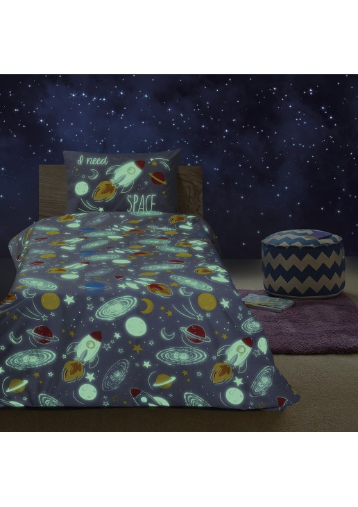 Beauty Home Σεντόνι μονό φωσφοριζέ με μαξιλαροθήκη Scope Art 6175 170x240 Γκρι