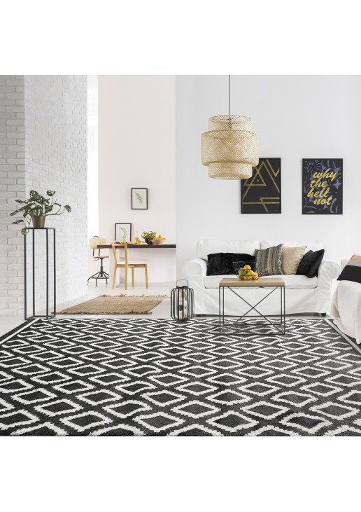Beauty Home Πατάκι Vibe Art 9577 67x150 Stone White Ανθρακί Λευκό