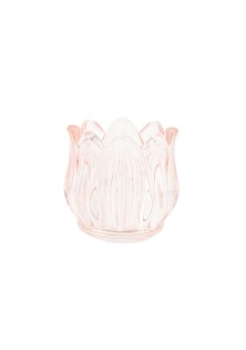 Beauty Home Γυάλινο Κηροπήγιο Λουλούδι Ροζ 7 x 6,7 CM