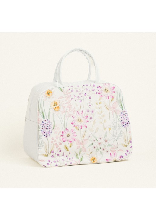 Beauty Home ΤΣΑΝΤΑ ΧΕΙΡΟΣ 35x40x23cm ΠΟΠΛΙΝΑ ΑΝΘΗ ΣΕ ΛΙΛΑ ΑΠΟΧΡΩΣΕΙΣ