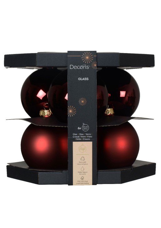 Beauty Home ΓΥΑΛΙΝΕΣ ΜΠΑΛΕΣ ΜΠΟΡΝΤΩ 10 CM ΣΕΤ 6 ΤΜΧ