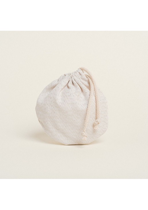 Beauty Home ΠΟΥΓΚΙ ΟΒΑΛ ΜΕ ΚΟΡΔΟΝΙ 13 x 14 cm ΕΚΡΟΥ ΧΡΥΣΟ LUREX