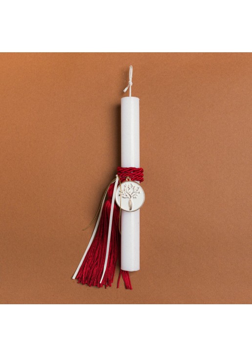 Beauty Home ΛΑΜΠΑΔΑ 33cm ΚΟΚΚΙΝΗ ΦΟΥΝΤΑ ΚΑΙ ΔΕΝΤΡΟ ΖΩΗΣ ΛΕΥΚΟ ΣΕ ΣΥΣΚΕΥΑΣΙΑ ΔΩΡΟΥ