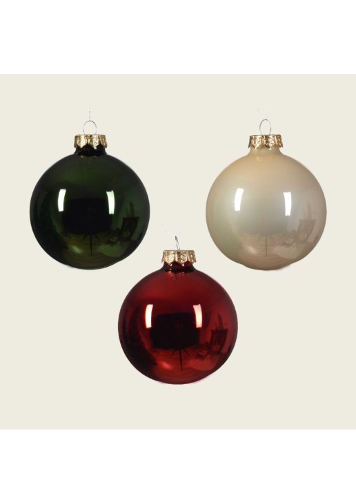 Beauty Home ΓΥΑΛΙΝΕΣ ΜΠΑΛΕΣ 3 ΧΡΩΜΑΤΑ 8 cm ΣΕΤ 16 ΤΜΧ