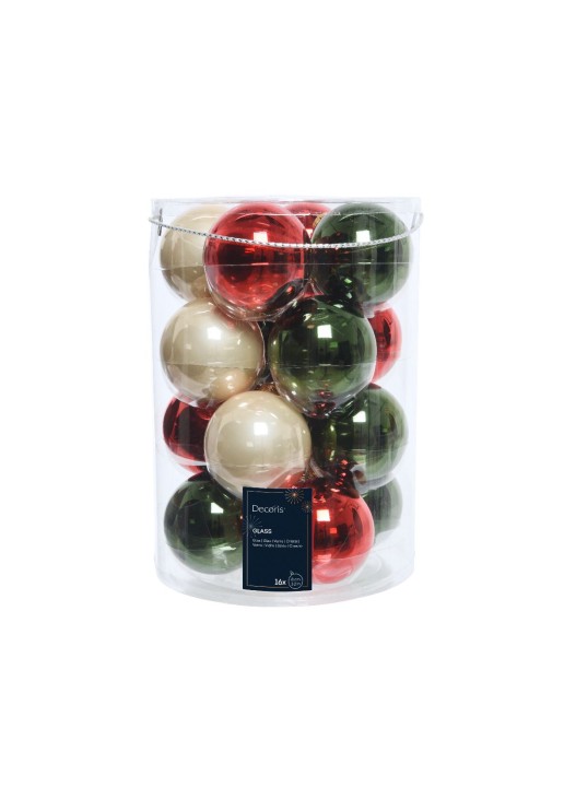 Beauty Home ΓΥΑΛΙΝΕΣ ΜΠΑΛΕΣ 3 ΧΡΩΜΑΤΑ 8 cm ΣΕΤ 16 ΤΜΧ