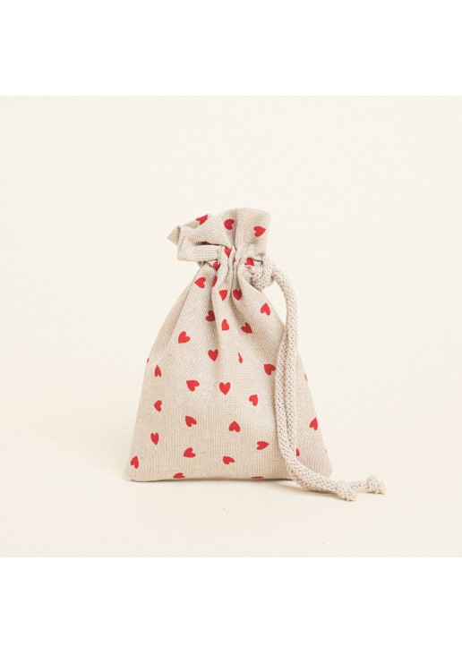 Beauty Home ΠΟΥΓΚΙ ΜΕ ΚΟΡΔΟΝΙ 12 x 17 cm ΜΙΚΡΕΣ ΚΟΚΚΙΝΕΣ ΚΑΡΔΙΕΣ