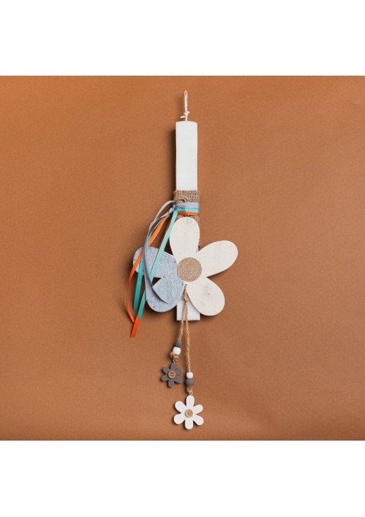 Beauty Home ΛΑΜΠΑΔΑ 33cm ΞΥΛΙΝΗ ΜΑΡΓΑΡΙΤΑ ΕΚΡΟΥ ΣΕ ΣΥΣΚΕΥΑΣΙΑ ΔΩΡΟΥ