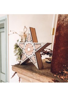 Beauty Home ΞΥΛΙΝΟ ΑΣΤΕΡΙ ΜΕ ΓΚΛΙΤΕΡ 22 x 22 x 4,5 cm