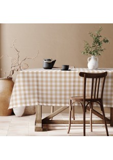 Beauty Home Επαγγελματικό τραπεζομάντηλο Checks Art Ε8032 145x145 Μπεζ