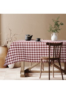 Beauty Home Επαγγελματικό τραπεζομάντηλο Checks Art Ε8032 145x145 Κόκκινο