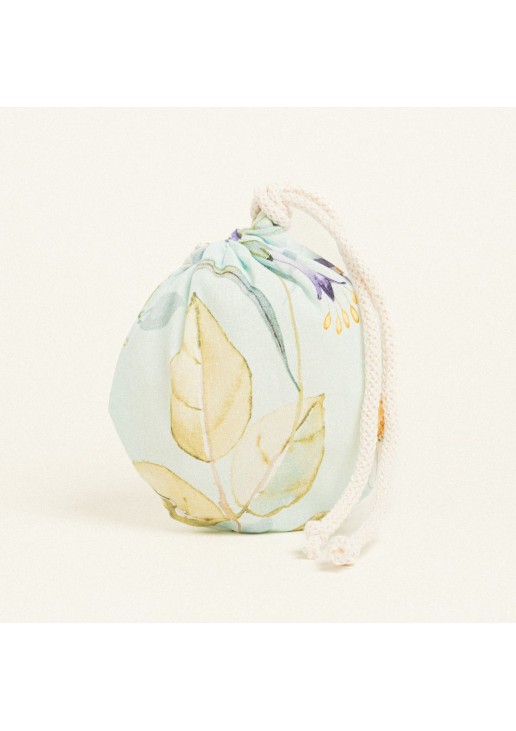 Beauty Home ΠΟΥΓΚΙ ΟΒΑΛ ΜΕ ΚΟΡΔΟΝΙ 13 x 14 cm ΠΟΠΛΙΝΑ ΑΝΘΗ ΣΕ ΒΕΡΑΜΑΝ ΦΟΝΤΟ