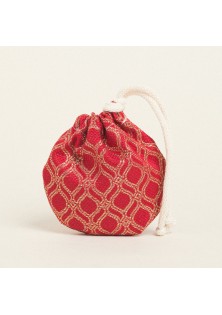 Beauty Home ΠΟΥΓΚΙ ΟΒΑΛ ΜΕ ΚΟΡΔΟΝΙ 13 x 14 cm ΖΑΚΑΡ ΟΡΙΕΝΤΑΛ ΚΟΚΚΙΝΟ-ΧΡΥΣΟ