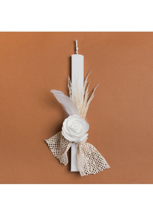 Beauty Home ΛΑΜΠΑΔΑ 33cm ΤΡΙΝΤΑΦΥΛΛΟ ΜΕ ΦΤΕΡΑ ΛΕΥΚΟ ΣΕ ΣΥΣΚΕΥΑΣΙΑ ΔΩΡΟΥ