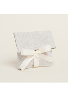 Beauty Home ΠΟΥΓΚΙ ΜΕ ΚΟΡΔΕΛΑ 12 x 17 cm ΓΚΡΙ ΑΣΗΜΙ LUREX