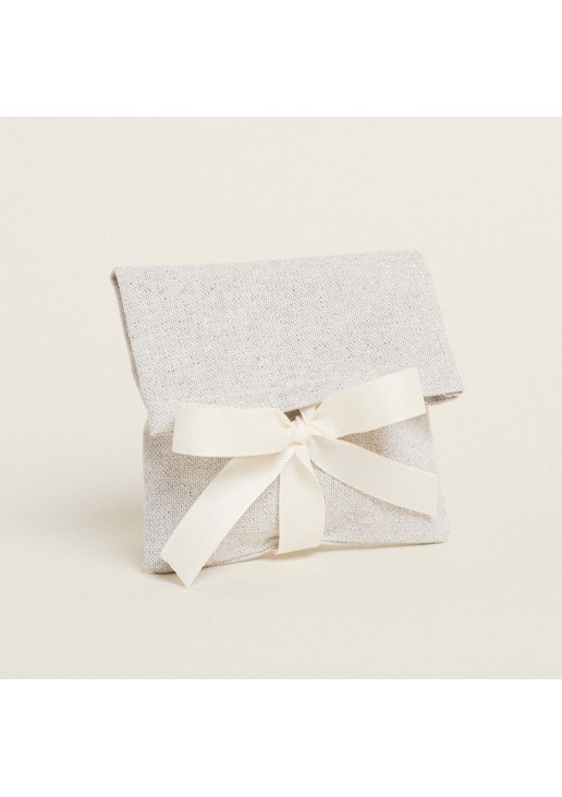 Beauty Home ΠΟΥΓΚΙ ΜΕ ΚΟΡΔΕΛΑ 12 x 17 cm ΓΚΡΙ ΑΣΗΜΙ LUREX