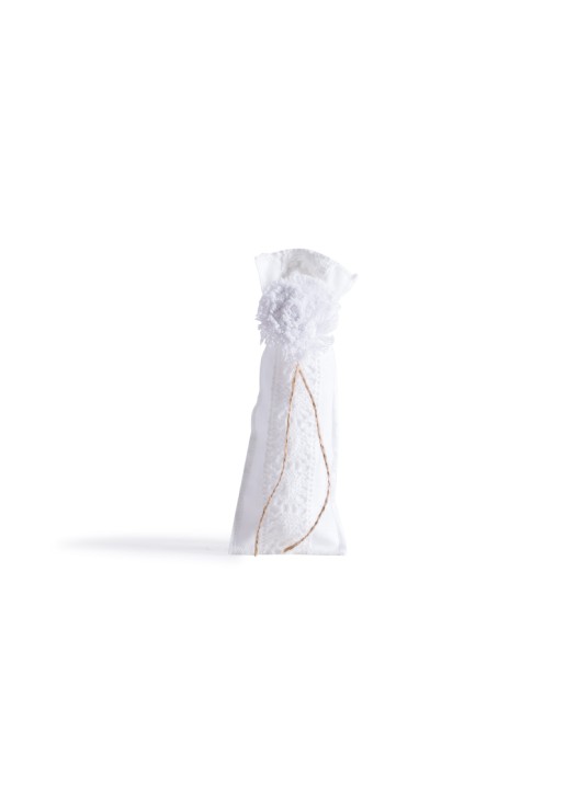 Beauty Home ΠΟΥΓΚΙ ΜΕ ΔΑΝΤΕΛΑ 6 x 19 cm ΛΕΥΚΟ-ΛΕΥΚΗ
