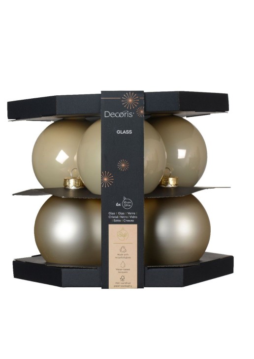 Beauty Home ΓΥΑΛΙΝΕΣ ΜΠΑΛΕΣ ΣΑΜΠΑΝΙ 6 CM ΣΕΤ 12 ΤΜΧ