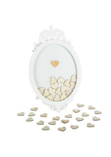 Beauty Home ΚΑΔΡΟ ΕΥΧΩΝ 40 x 24 cm + 40 ΞΎΛΙΝΕΣ ΚΑΡΔΙΕΣ 3.5 cm