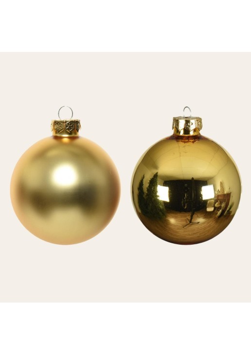 Beauty Home ΓΥΑΛΙΝΕΣ ΜΠΑΛΕΣ ΧΡΥΣΕΣ 8 CM ΣΕΤ 8 ΤΜΧ