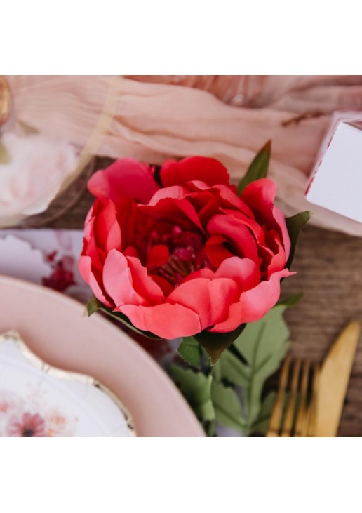 Beauty Home Διακοσμητικό κλαδί παιώνιας φούξια και πράσινο 56x10cm