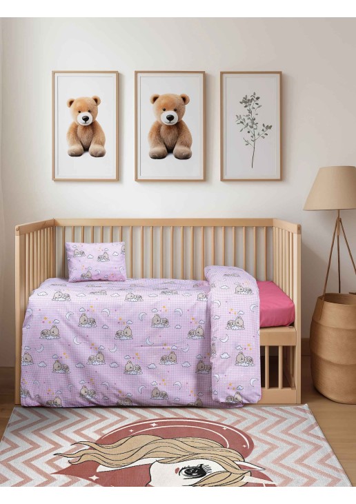 Βρεφικό Σετ Σεντόνια BEARSLEEP Σετ σεντόνια κούνιας με λάστιχο: 120 x 170 + 70x140 + 15 + 1 μαξιλαροθήκη 30 x 40 εκ. MADI