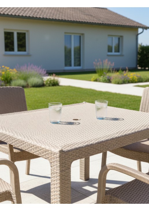 Τραπέζι Rattan BREEZE BEIGE Τραπέζι: 90 x 90 εκ. MADI