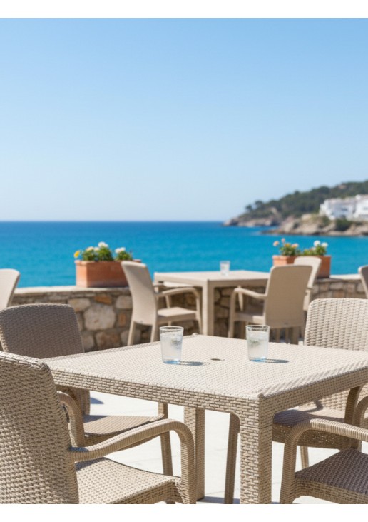 Τραπέζι Rattan BREEZE BEIGE Τραπέζι: 90 x 90 εκ. MADI