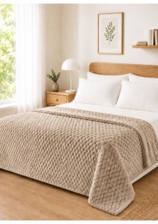 Κουβέρτα Fleece NESTIQ BEIGE Κουβέρτα υπέρδιπλη: 220 x 240 εκ. MADI