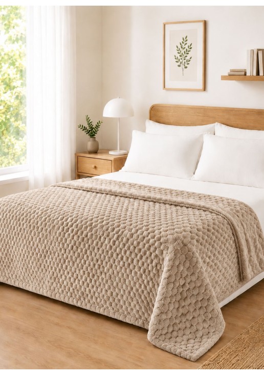Κουβέρτα Fleece NESTIQ BEIGE Κουβέρτα υπέρδιπλη: 220 x 240 εκ. MADI