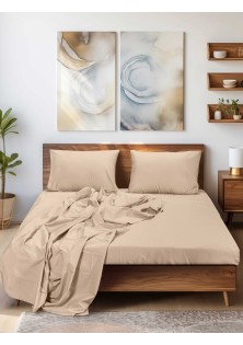 Σεντόνι SLEEK BEIGE Σεντόνι υπέρδιπλο με λάστιχο: 160 x 200+35 εκ. MADI