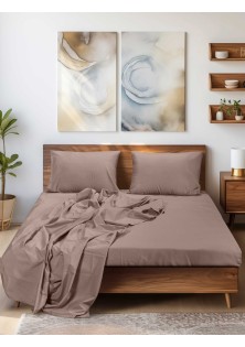 Σεντόνι SLEEK BROWN Σεντόνι μονό με λάστιχο: 100 x 200+35 εκ. MADI
