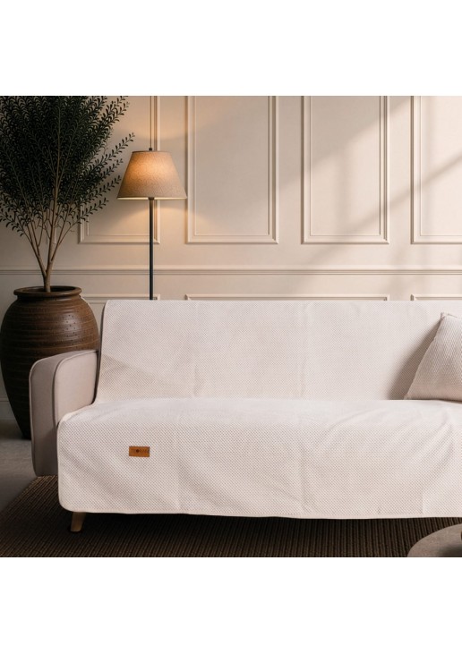 Ριχτάρι Αντιολισθητικό Αδιάβροχο Pearl 01 Ivory - Μονοθέσιο 180x150cm TEORAN