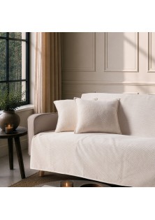 Ριχτάρι Αντιολισθητικό Αδιάβροχο Pearl 01 Ivory - Τριθέσιο 180x300cm TEORAN
