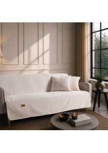 Ριχτάρι Αντιολισθητικό Αδιάβροχο Pearl 01 Ivory - Μονοθέσιο 180x150cm TEORAN