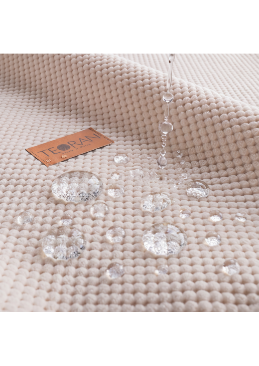 Ριχτάρι Αντιολισθητικό Αδιάβροχο Pearl 01 Ivory - Μονοθέσιο 180x150cm TEORAN