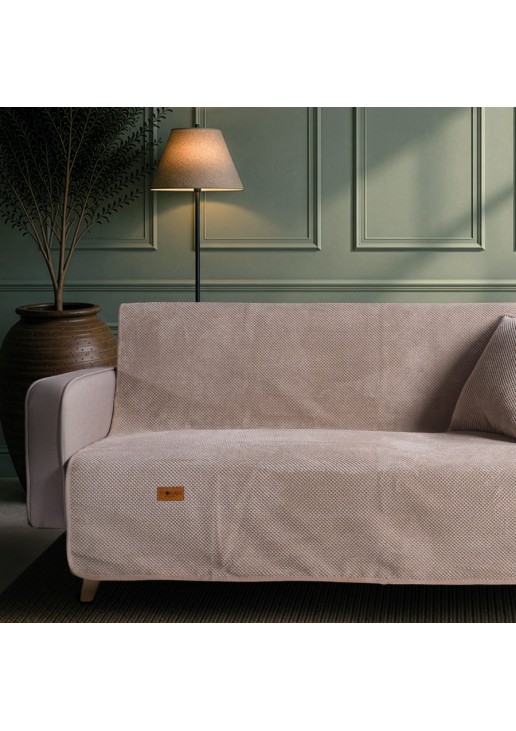 Ριχτάρι Αντιολισθητικό Αδιάβροχο Pearl 02 Beige - Μονοθέσιο 180x150cm TEORAN