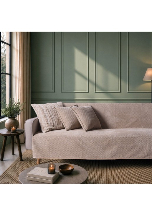 Ριχτάρι Αντιολισθητικό Αδιάβροχο Pearl 02 Beige - Μονοθέσιο 180x150cm TEORAN