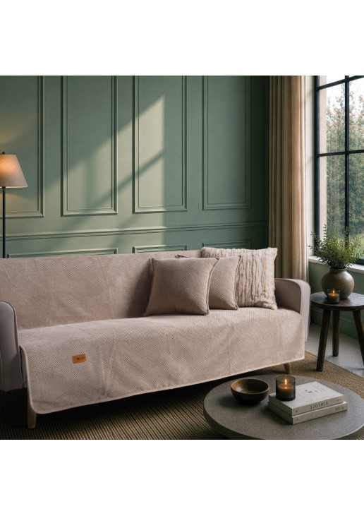 Ριχτάρι Αντιολισθητικό Αδιάβροχο Pearl 02 Beige - Μονοθέσιο 180x150cm TEORAN