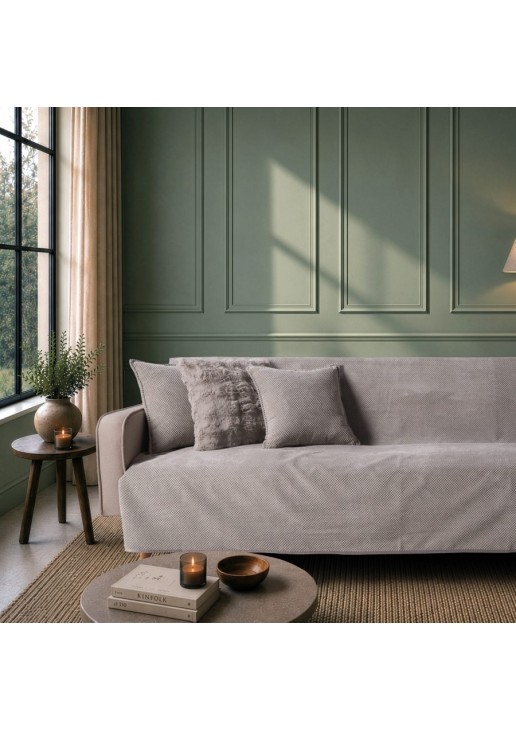 Ριχτάρι Αντιολισθητικό Αδιάβροχο Pearl 11 Grey - Μονοθέσιο 180x150cm TEORAN