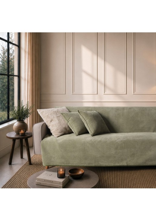 Ριχτάρι Αντιολισθητικό Αδιάβροχο Pearl 15 Sage Green - Μονοθέσιο 180x150cm TEORAN
