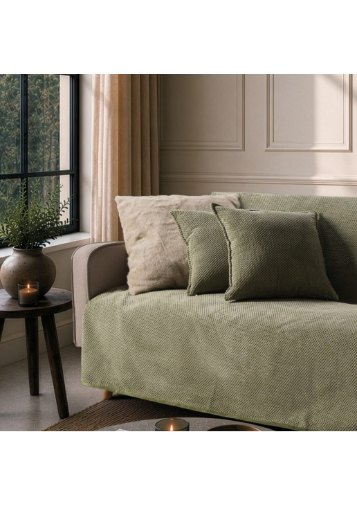 Ριχτάρι Αντιολισθητικό Αδιάβροχο Pearl 15 Sage Green - Διθέσιο 180x250cm TEORAN