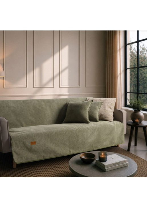 Ριχτάρι Αντιολισθητικό Αδιάβροχο Pearl 15 Sage Green - Διθέσιο 180x250cm TEORAN